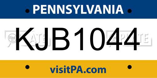 KJB1044 Pennsylvania License Plate
