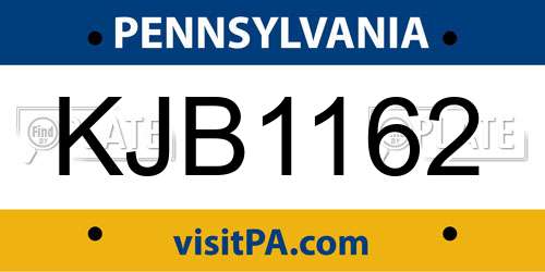 KJB1162 Pennsylvania License Plate