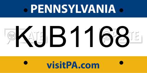 KJB1168 Pennsylvania License Plate
