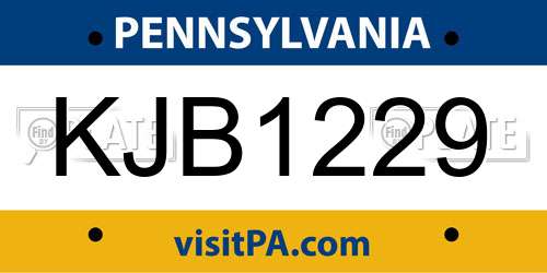 KJB1229 Pennsylvania License Plate