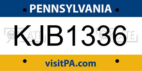 KJB1336 Pennsylvania License Plate