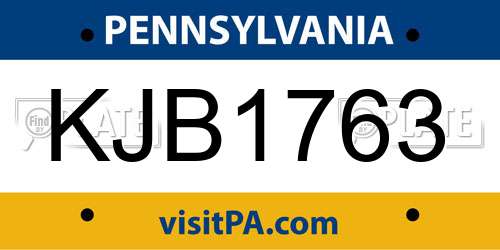 KJB1763 Pennsylvania License Plate