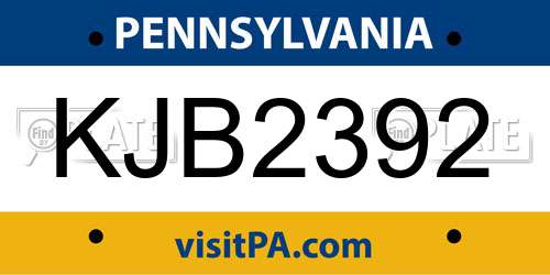 KJB2392 Pennsylvania License Plate