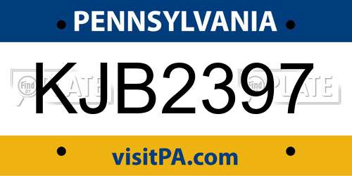 KJB2397 Pennsylvania License Plate