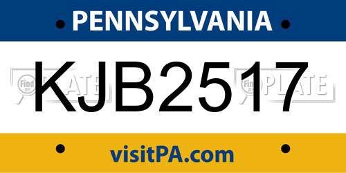 KJB2517 Pennsylvania License Plate