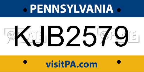 KJB2579 Pennsylvania License Plate