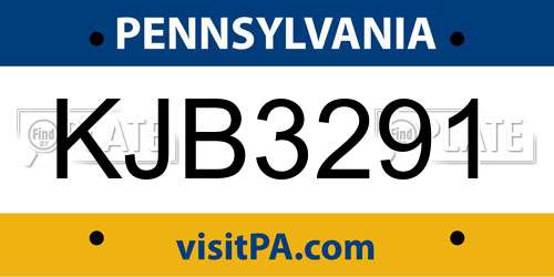 KJB3291 Pennsylvania License Plate
