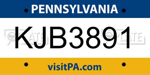 KJB3891 Pennsylvania License Plate
