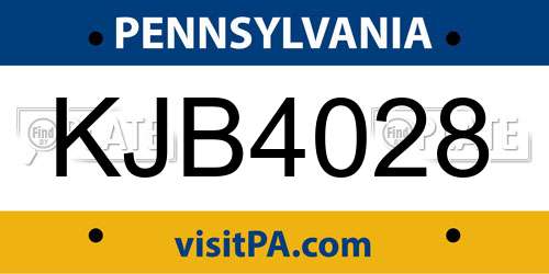 KJB4028 Pennsylvania License Plate