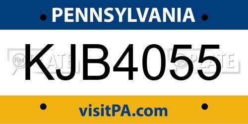 KJB4055 Pennsylvania License Plate