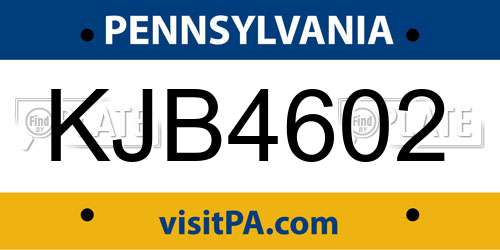 KJB4602 Pennsylvania License Plate