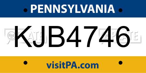KJB4746 Pennsylvania License Plate