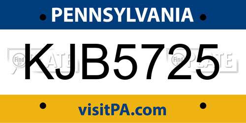 KJB5725 Pennsylvania License Plate