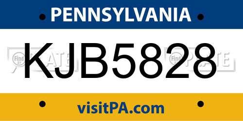 KJB5828 Pennsylvania License Plate
