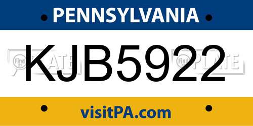 KJB5922 Pennsylvania License Plate