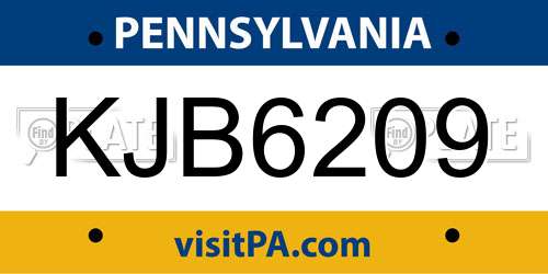 KJB6209 Pennsylvania License Plate