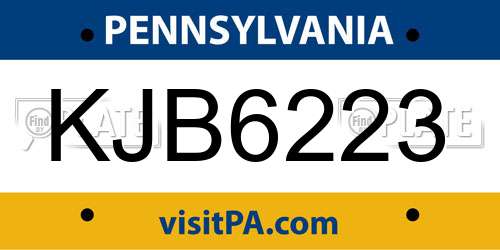 KJB6223 Pennsylvania License Plate