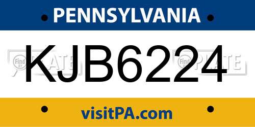 KJB6224 Pennsylvania License Plate