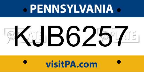 KJB6257 Pennsylvania License Plate