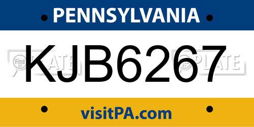 KJB6267 Pennsylvania License Plate