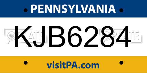 KJB6284 Pennsylvania License Plate