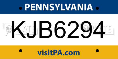 KJB6294 Pennsylvania License Plate