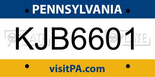 KJB6601 Pennsylvania License Plate