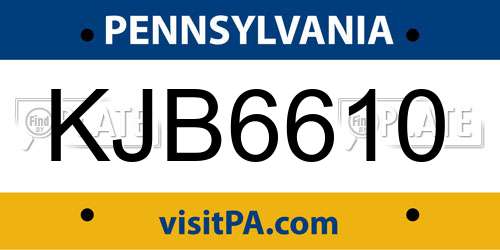 KJB6610 Pennsylvania License Plate