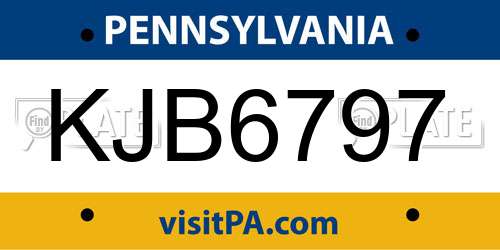KJB6797 Pennsylvania License Plate