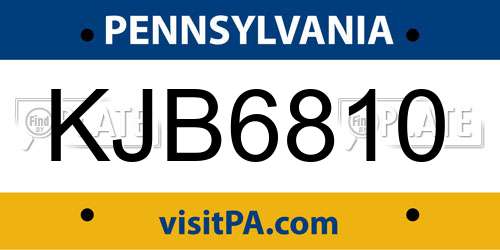 KJB6810 Pennsylvania License Plate