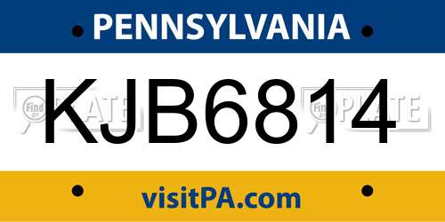 KJB6814 Pennsylvania License Plate