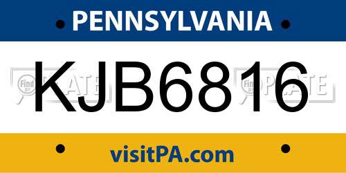 KJB6816 Pennsylvania License Plate