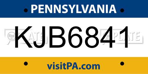 KJB6841 Pennsylvania License Plate