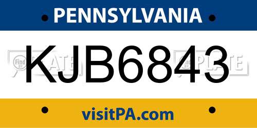 KJB6843 Pennsylvania License Plate