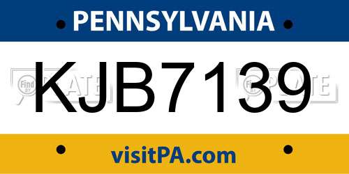 KJB7139 Pennsylvania License Plate