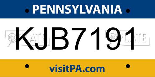 KJB7191 Pennsylvania License Plate