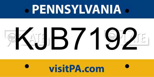 KJB7192 Pennsylvania License Plate