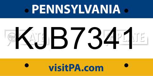 KJB7341 Pennsylvania License Plate