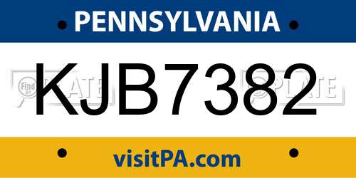 KJB7382 Pennsylvania License Plate
