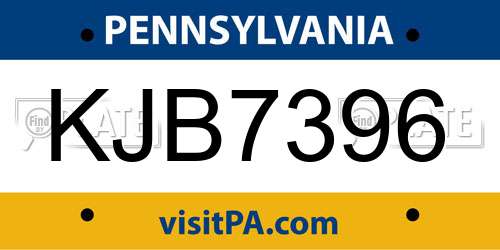 KJB7396 Pennsylvania License Plate