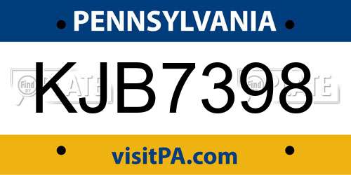 KJB7398 Pennsylvania License Plate