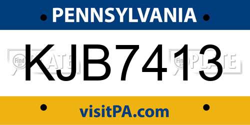 KJB7413 Pennsylvania License Plate