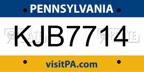 KJB7714 Pennsylvania License Plate