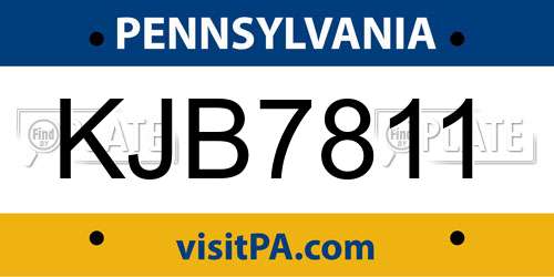 KJB7811 Pennsylvania License Plate