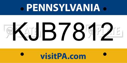 KJB7812 Pennsylvania License Plate