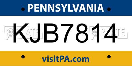 KJB7814 Pennsylvania License Plate