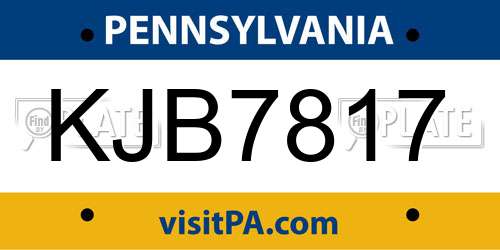 KJB7817 Pennsylvania License Plate