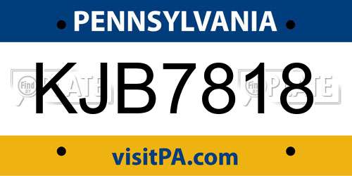 KJB7818 Pennsylvania License Plate