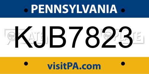 KJB7823 Pennsylvania License Plate