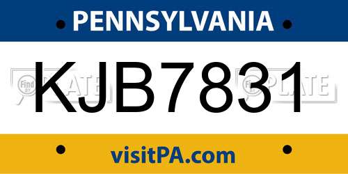 KJB7831 Pennsylvania License Plate